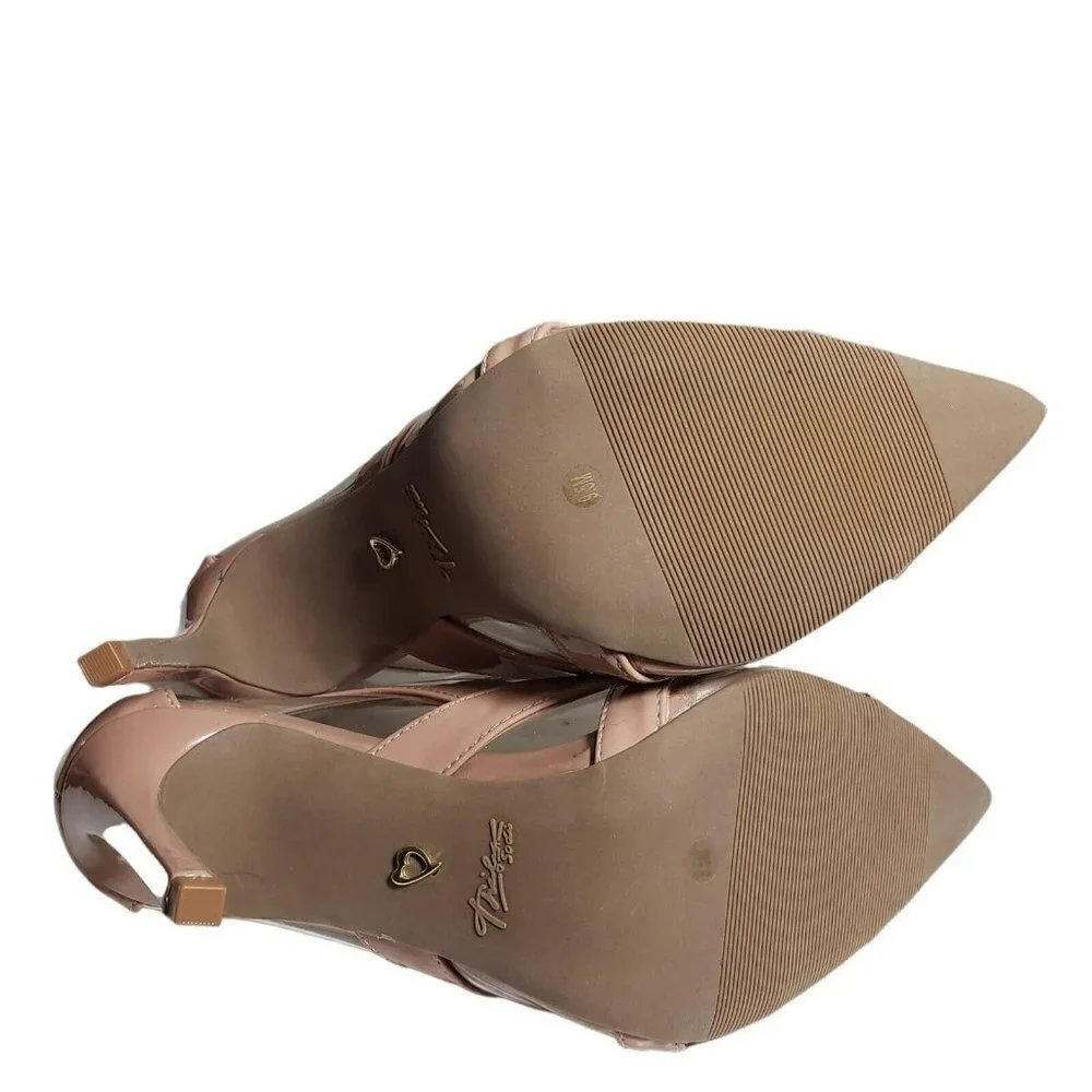 Thalia Sodi Womens Nessy Nude Pointed Toe Clear Slip On Pumps High Heels Sz 9.5